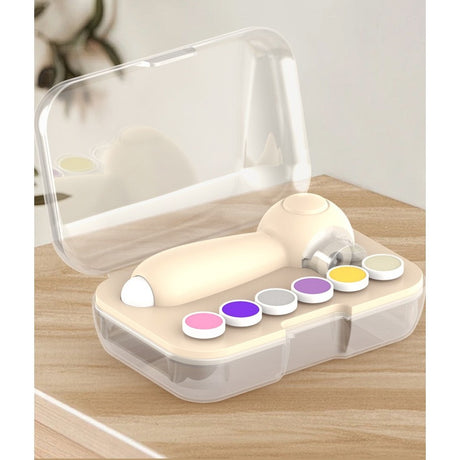 Set Pila Electrica, Vivimall, pentru Copii si Bebelusi, din ABS, 6 Accesorii, Incarcare USB, cu Lumina Led, 11.5 x 5.5 cm, Alb