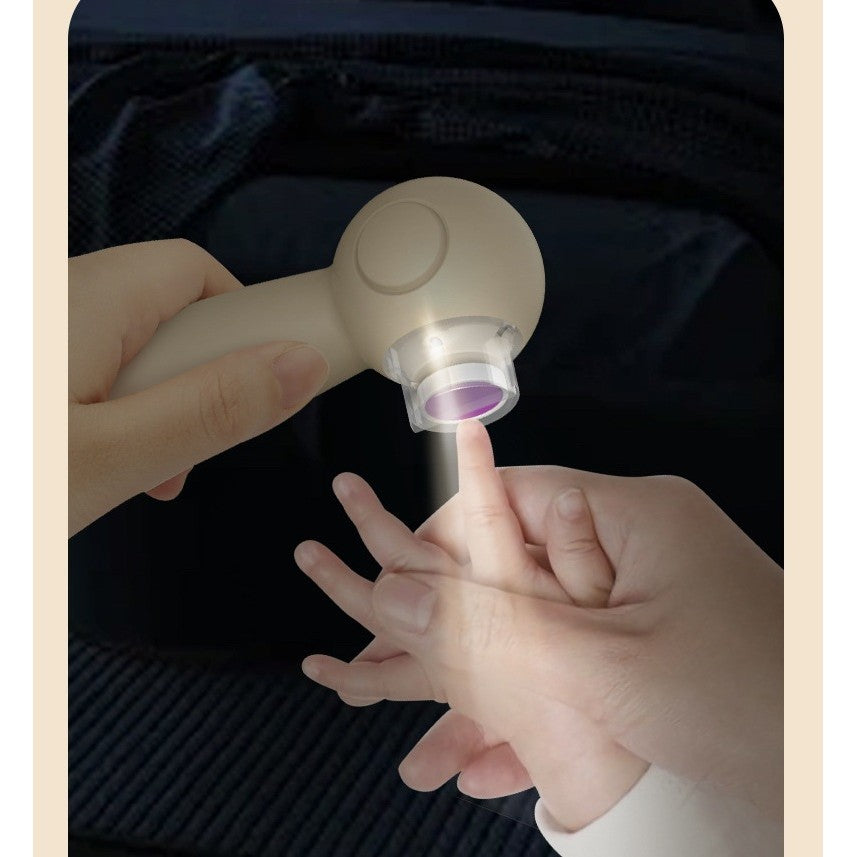 Set Pila Electrica, Vivimall, pentru Copii si Bebelusi, din ABS, 6 Accesorii, Incarcare USB, cu Lumina Led, 11.5 x 5.5 cm, Alb