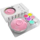 Set Pila Electrica cu Baterie, Vivimall, pentru Copii si Bebelusi, din ABS, 6 Accesorii, Model cu Flori, 6.5 x 1.8 cm, Roz