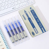 Set Pixuri Profesionale cu Bila, Flippy, pe Baza de Apa Set 12 bucati, Varf Ascutit de 0.5 mm, Pentru Scoala sau Birou, Albastru- - vivimall.ro