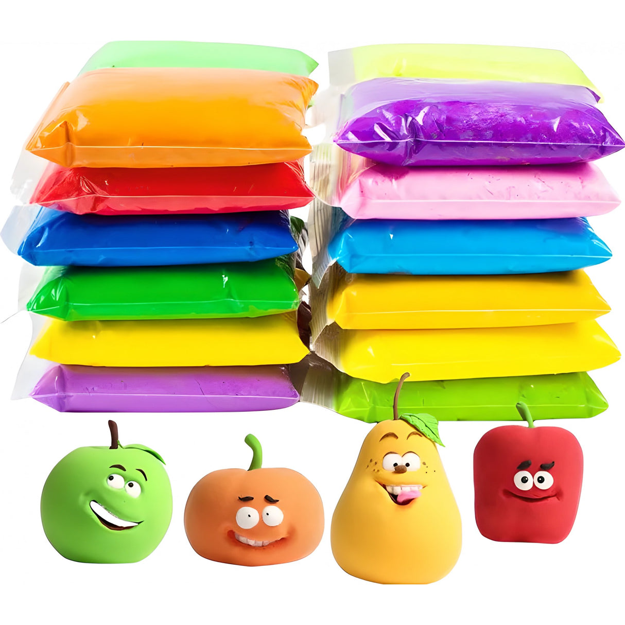 Set Plastilina inteligenta, modelatoare Magicul Clay, 12 pungi / set, multicolora, accesorii modelare incluse, Vivimall - vivimall.ro