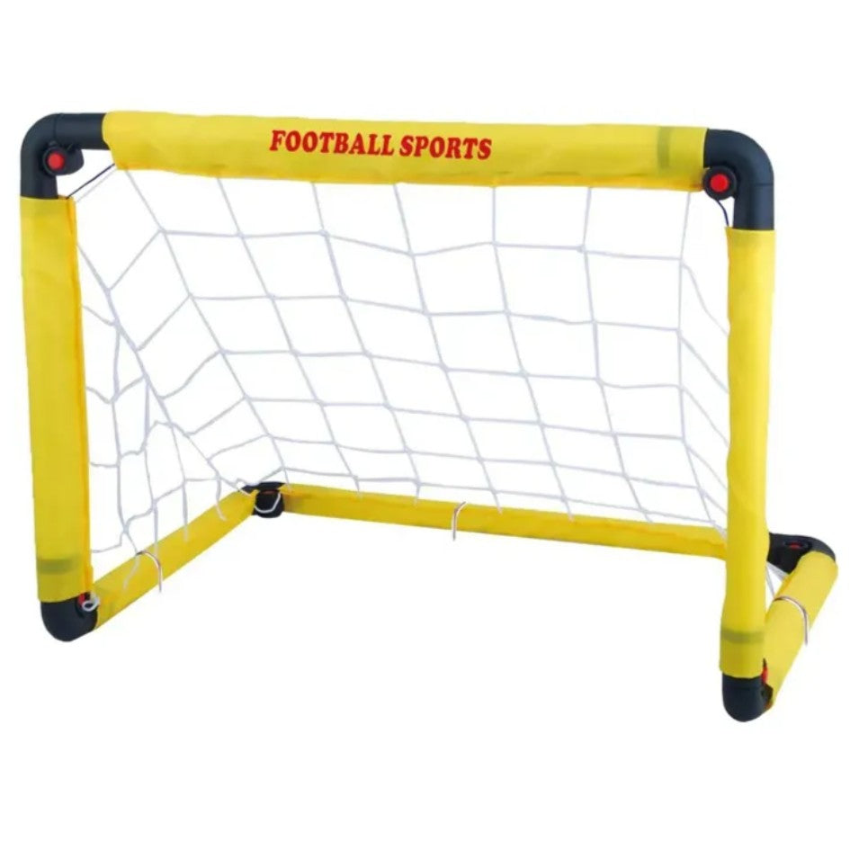 Set Poarta De Fotbal Pentru Copii, Minge, Cartonase, Pompa, Fluier, Interactiv, Distractiv, Galben
