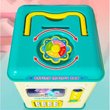 Set Pusculita pentru Copii, Vivimall, Tip ATM, Parola cu Amprenta, 13.5 x 11.5 x 20 cm, Albastru - vivimall.ro