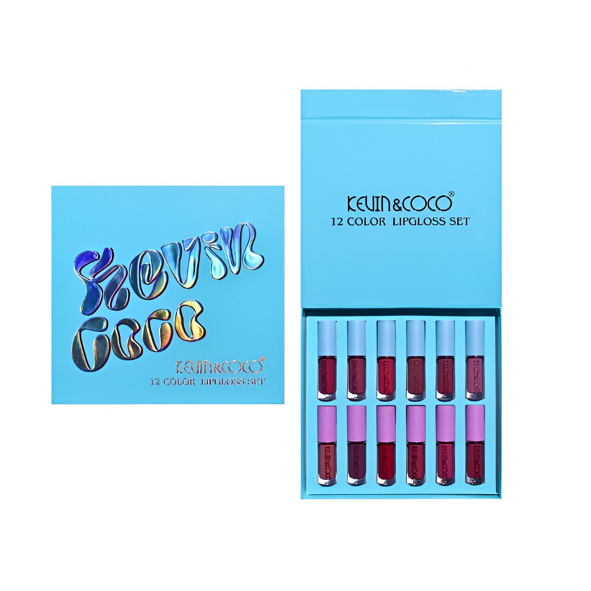 Set Rujuri De Buze, Kevin & Coco, 12 Culori, 17X14.8X2.9 Cm, Diferite Nuante, Lipgloss, Albastru - vivimall.ro