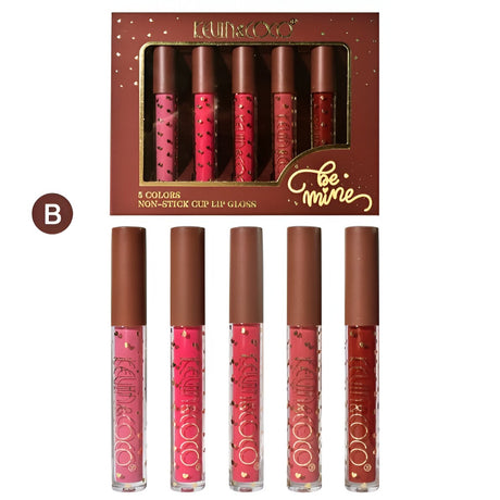 Set Rujuri de Buze, KEVIN &amp; COCO, Be Mine 5 Culori, 14.4 x 10.9 x 2.5 cm, Roz/Rosu, Varianta B - vivimall.ro