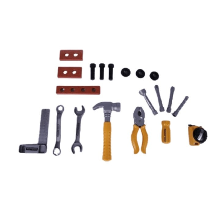 Trusa Scule si Unelte de Jucarie pentru Copii, Vivimall, 19 Piese Material Plastic, Interactiv, +3 Ani, 27.5x15.5x13 cm, Gri/Portocaliu - vivimall.ro