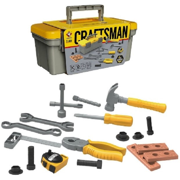 Trusa Scule Si Unelte De Jucarie Pentru Copii, 19 Piese Material Plastic, Interactiv, +3 Ani, Gri/