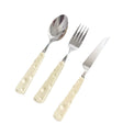 Tacamuri pentru Copii, Vivimall, Set 3 Piese, Tacamuri pentru Dejun, Lingura Furculita Cutit, Stil Italian, Manere forma Cascaval Plastic, Inox, 23 cm, Auriu - vivimall.ro