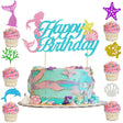 Set Toppere pentru Tort si Prajituri, Vivimall, Tematica Sirena, Model Mare Scris Happy Birthday 16.5x8.2 cm, 6 Toppere Mici Model Marin 5x5 cm, Multicolor - vivimall.ro