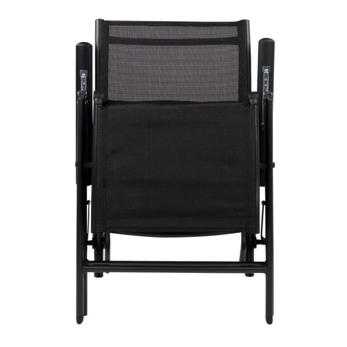 Scaun 2In1 De Gradina, Sezlong, Suport Picioare, Pliabil, Cadru Metalic, Impermeabil, 47 X 110 X 46 Cm, Negru - vivimall.ro
