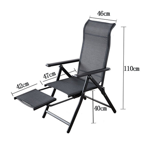 Scaun 2in1 de Gradina, Vivimall, Sezlong, Suport Picioare, Pliabil, Cadru Metalic, Impermeabil, 47 x 110 x 46 cm, Negru - vivimall.ro