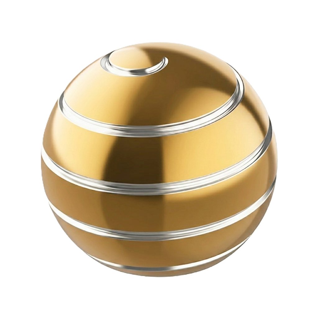 Sferă fidget spinner metalic auriu Flippy, corp aliaj zinc, diametru 40 mm, vedere frontală