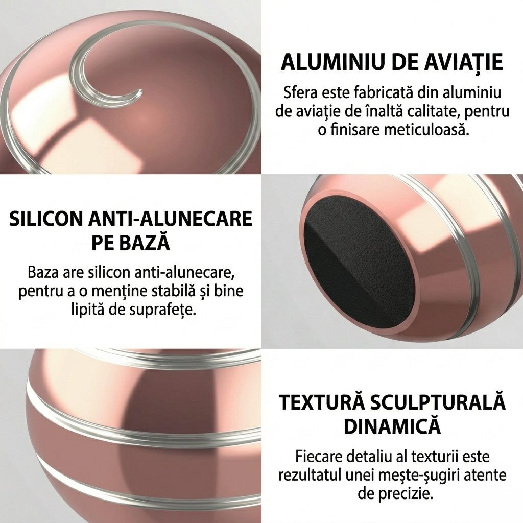 Fidget spinner metalic Flippy roz pastel în palmă, jucărie antistres pentru adulți și copii