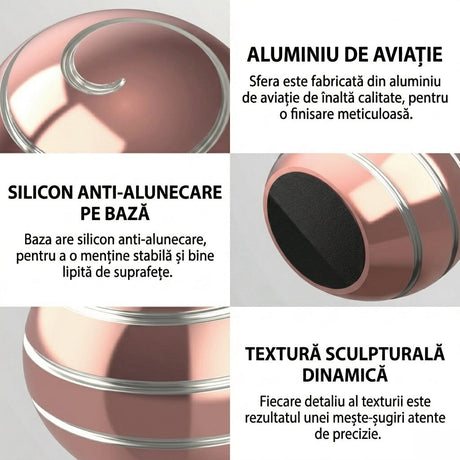 Fidget spinner metalic Flippy roz pastel în palmă, jucărie antistres pentru adulți și copii