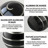 Sferă Fidget Spinner Metalic Flippy negru, detaliu rulment inox pentru rotație fluidă