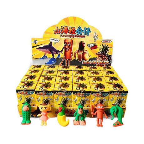 Set 24 Brelocuri Brainrot, Flippy, mixate, in cutie BlindBox si Display de prezentare, Pandantive Aprox 5-7 cm - vivimall.ro