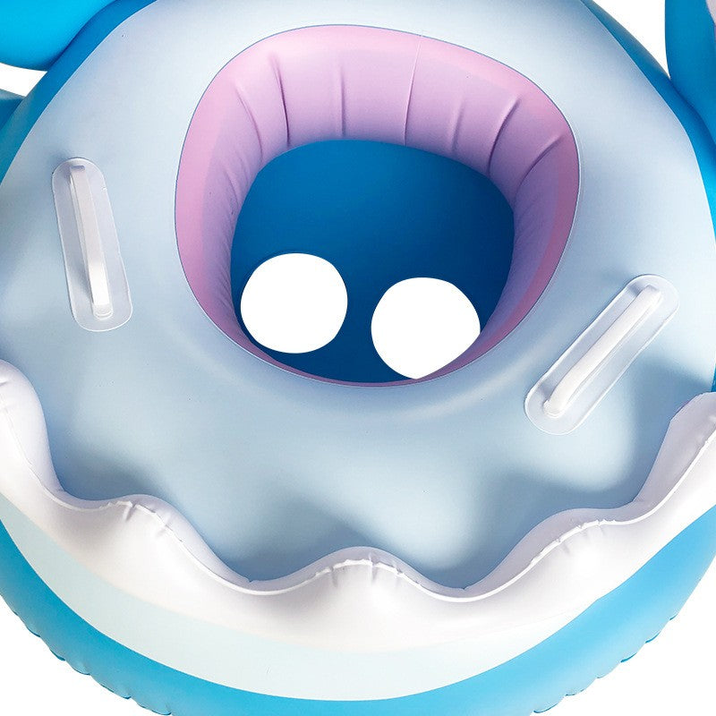 Colac de inot gonflabil pentru copii, Albastru, Model Rechin, 90 cm, Vivimall