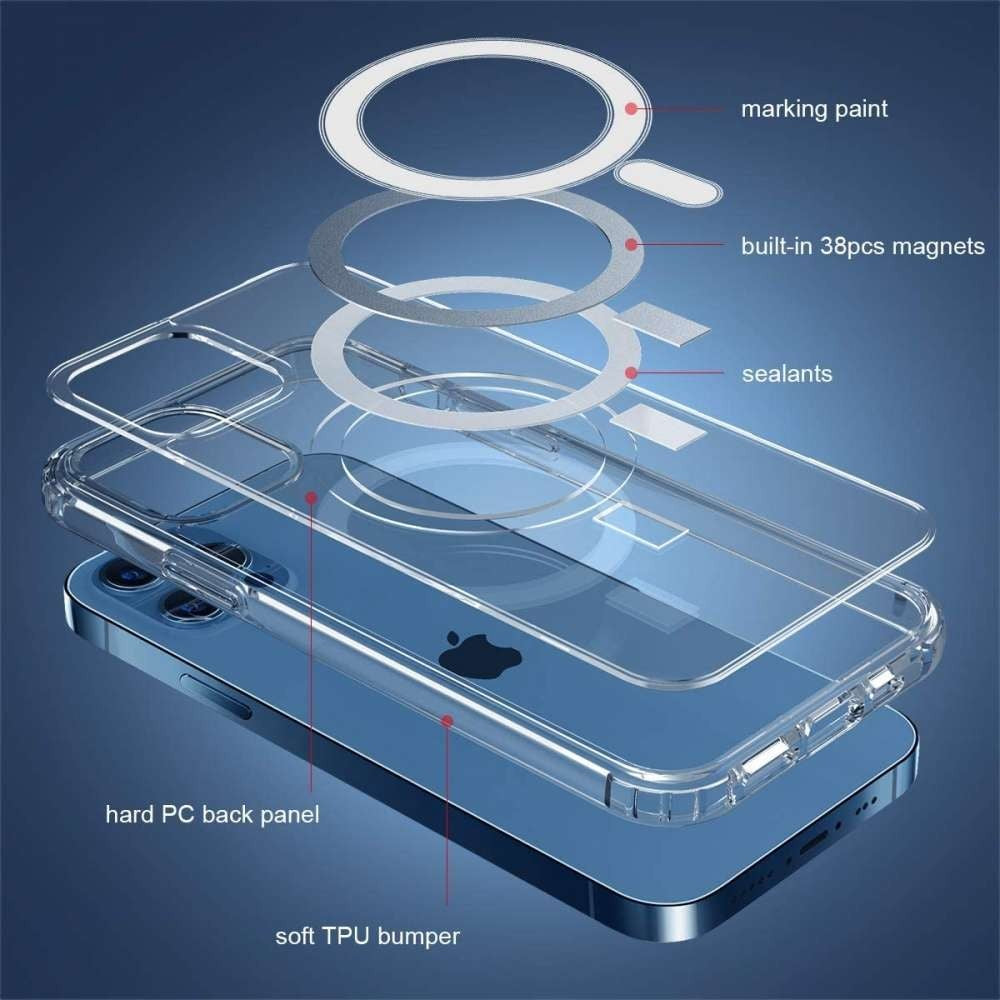 Husa protectie Flippy pentru iPhone 11 Mag Safe, 2 in 1 incarcare si magnet, Acril si Silicon, Transparenta - vivimall.ro