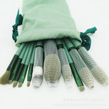 Set 13 Pensule Pentru Machiaj, Super Soft, Makeup Profesional/Incepatori, Verde - vivimall.ro
