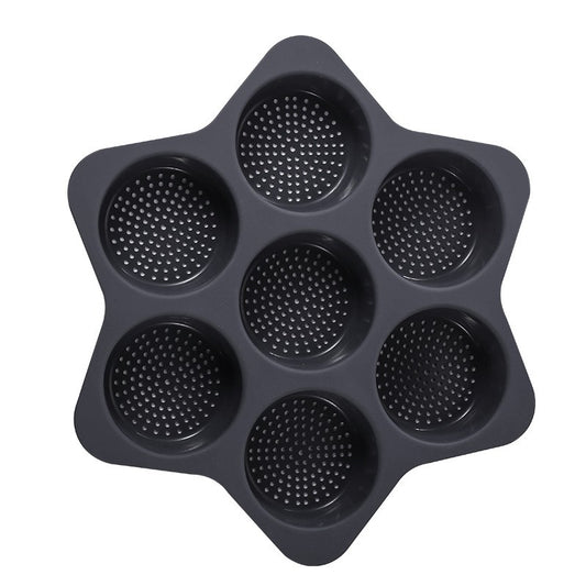 Forme de Silicon pentru Copt, Vivimall, 7 Forme Rotiunde, pentru Burgeri si Prajituri, 38.5 x 4 cm, Negru - vivimall.ro