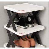Organizator de Pantofi, Vivimall, 5 Straturi, din ABS, Suport Modular, 65.5 x 24 x 26 cm, Negru/Alb - vivimall.ro