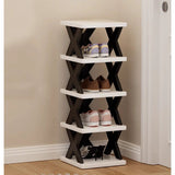 Organizator de Pantofi, Vivimall, 5 Straturi, din ABS, Suport Modular, 65.5 x 24 x 26 cm, Negru/Alb - vivimall.ro