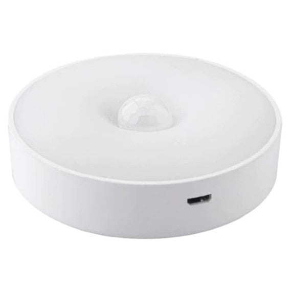 Lampa De Veghe Led, Cu Senzor De Miscare, Doua Tipuri De Lumina Rece, Incarcare Usb, Intrerupator On/Off/Auto, 0.6W, 300Mah, Design Rotund