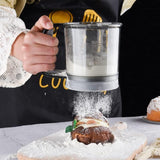 Sita Cernator Manual de Faina Portabila, Vivimall, din Plastic, cu Maner, Strat Dublu, 15 x 12 x 11 cm, Transparent Gri Inchis - vivimall.ro