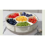 Cutie De Depozitare Pentru Alimente, Cu 6 Compartimente, Pentru Condimente, Fructe, Legume, Cu Mânere De Prindere Rotativă, 360 De Grade, Închidere Ermetică, 32x8 cm, Albă - vivimall.ro