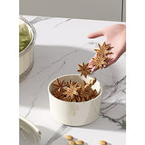 Cutie De Depozitare Pentru Alimente, Cu 6 Compartimente, Pentru Condimente, Fructe, Legume, Cu Mânere De Prindere Rotativă, 360 De Grade, Închidere Ermetică, 32x8 cm, Albă - vivimall.ro