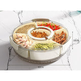 Cutie De Depozitare Pentru Alimente, Cu 6 Compartimente, Pentru Condimente, Fructe, Legume, Cu Manere De Prindere, Rotativa 360 De Grade, Inchidere Ermetica, Alba - vivimall.ro