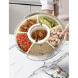 Cutie De Depozitare Pentru Alimente, Cu 6 Compartimente, Pentru Condimente, Fructe, Legume, Cu Manere De Prindere, Rotativa 360 De Grade, Inchidere Ermetica, Alba - vivimall.ro