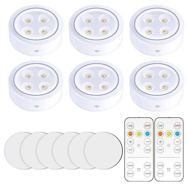 Set De 6 Lampi Led Fara Fir, Cu Baterii, 3 Culori De Lumina, Cu 2 Telecomenzi, Din Plastic - vivimall.ro
