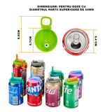 Capac Anti Varsare pentru Doze, Flippy, Model cu Pai Transparent, Reutilizabil, din Plastic, cu Maner Transportabil, 5.4 cm, Albastru - vivimall.ro