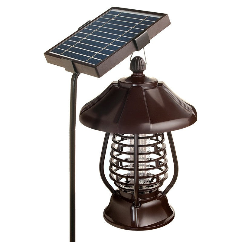 Lampa Solara Pentru Gradina, Anti-Insecte, Tantari, Muste, Uv, Led, Material Abs, Putere 5W, 1.2 V, Autonomie 8 Ore, 2 Moduri De Functionare, Ip65, Electric Shock 380 Volti, 30 X 19.5 Cm, Maro - vivimall.ro