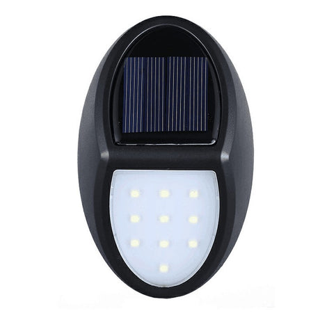 Aplica Solara Led Pentru Perete, In Forma Ovala, 10 Led-Uri, Lumina Puternica, Ip65, 12 X 7.5 Cm, 1.2 V, 300 Mah, Autonomie 8-10 Ore, Alb Rece - vivimall.ro