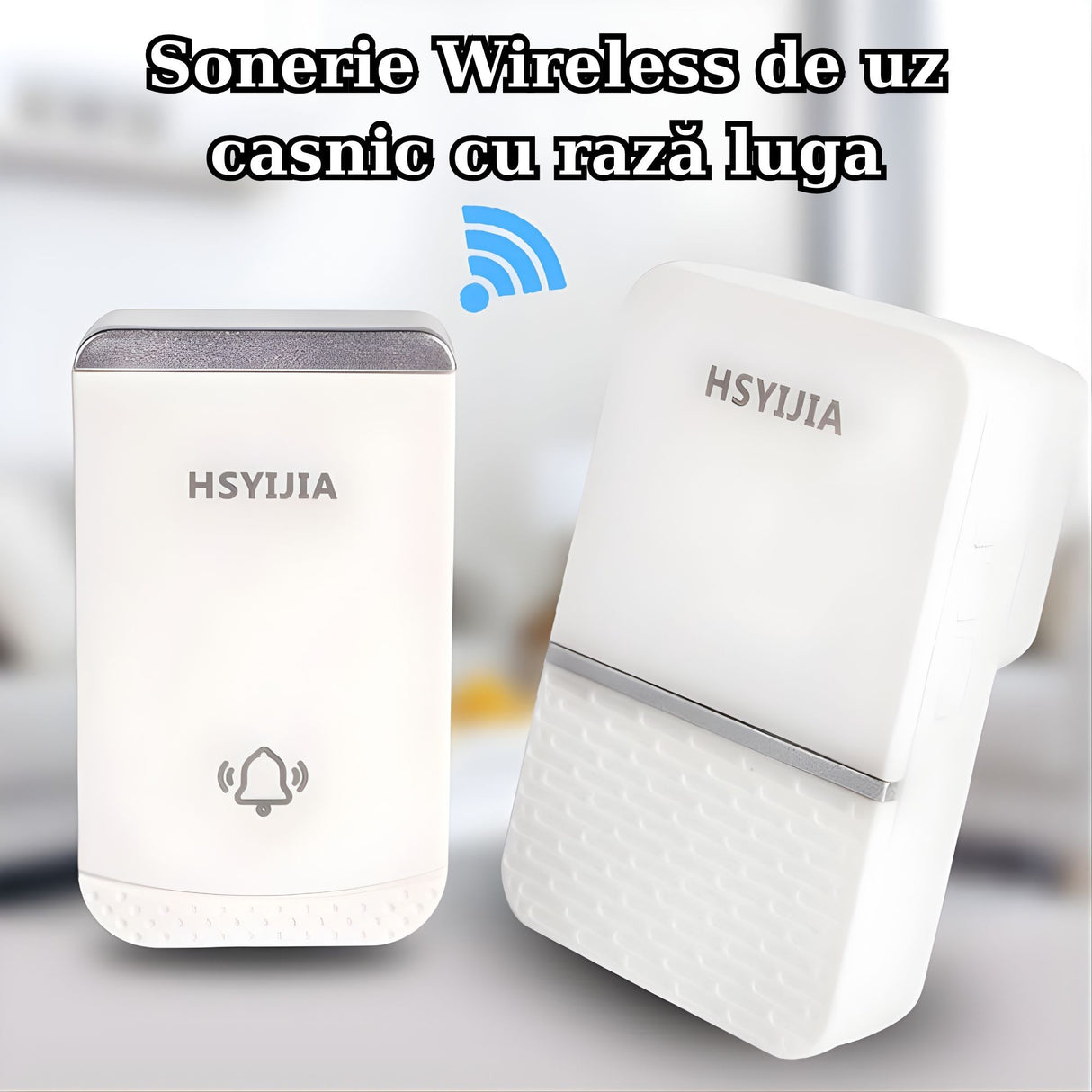 Receptor sonerie wireless Flippy alb, detaliu butoane volum și selector melodii, 85 dB