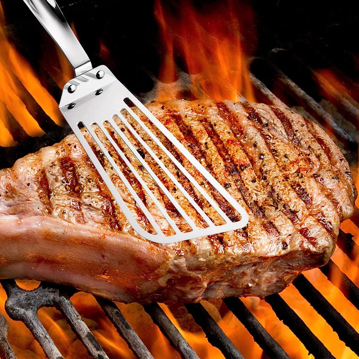 Spatula Flexibila Fish Turner, Din Otel, Durabila, Cu Margini Subtiri Pentru Taiere, Pentru Carne, Oua, Peste, Multifunctionala, Argintiu - vivimall.ro