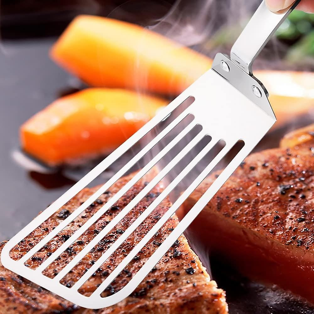 Spatula Flexibila Fish Turner, Din Otel, Durabila, Cu Margini Subtiri Pentru Taiere, Pentru Carne, Oua, Peste, Multifunctionala, Argintiu - vivimall.ro