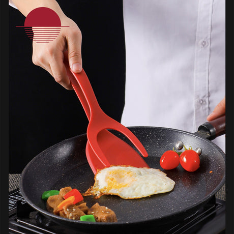 Spatula Multifunctionala Tip Cleste, Spatula Cleste Pentru Gatit, Silicon Pp, Pentru Alimente, Carne, Paine, 31 X 8.5 Cma-Rosu - vivimall.ro