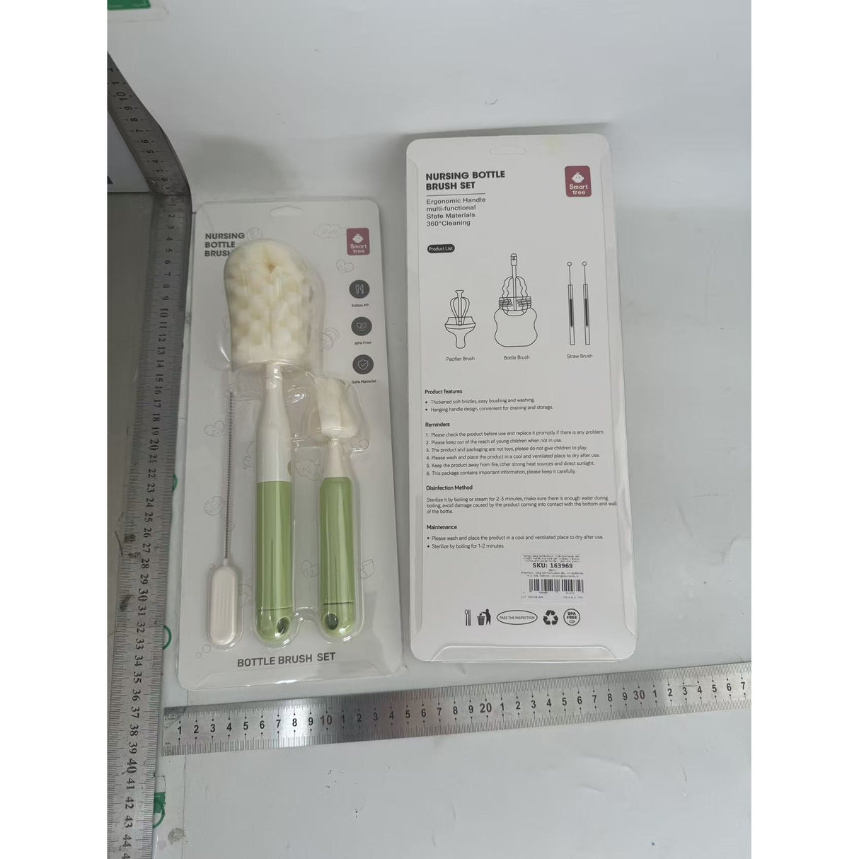 Set 3 Perii de Spalat Biberoane, Vivimall, pentru Tetina, Biberon, Pai, Materiale Sigure, fara BPA, Curatare 360°, Verde - vivimall.ro