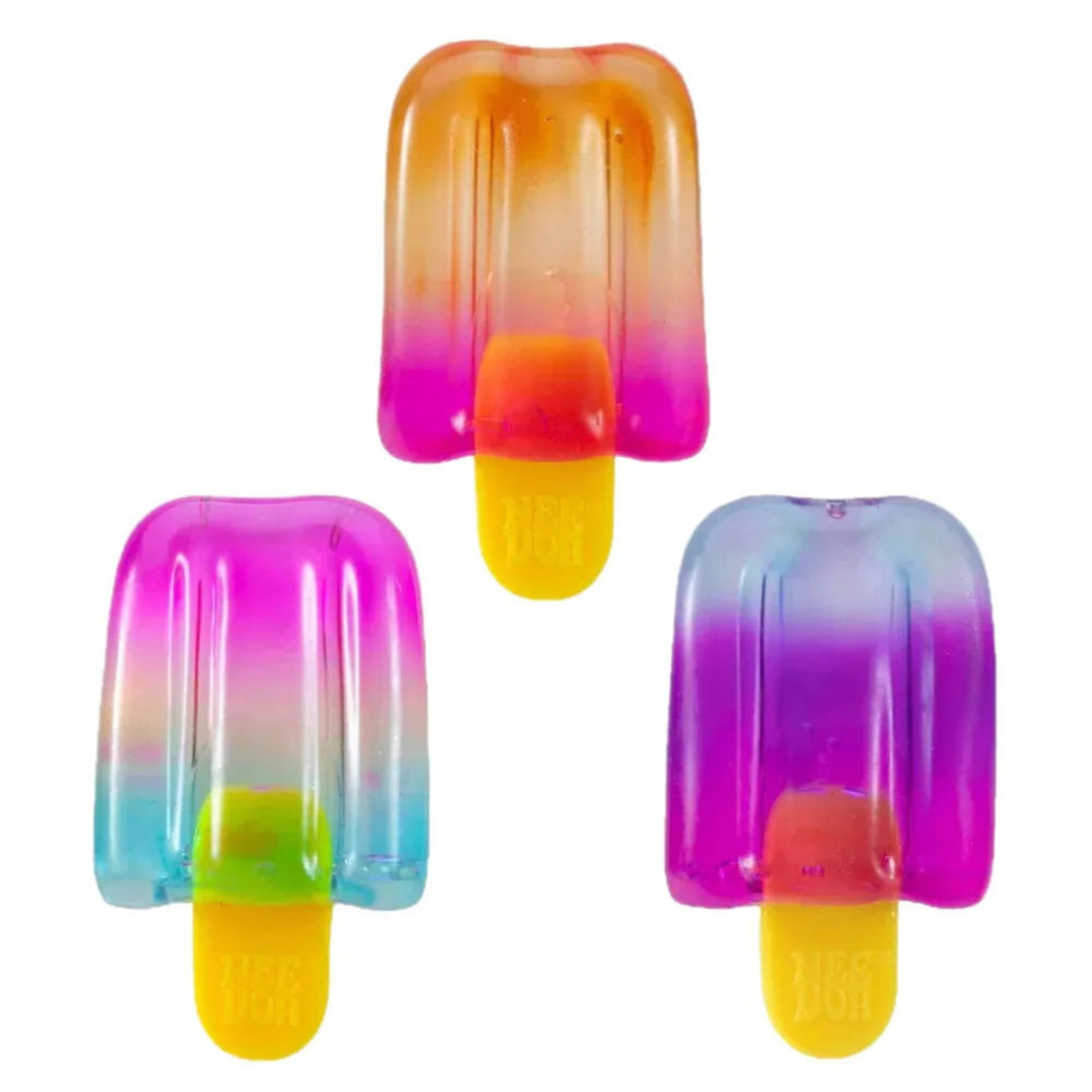 Jucărie squishy Flippy model înghețată pe băț, vedere frontală, culori ombre vibrante, 140g