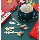 Set 4 Lingurițe Crăciun din Oțel Inoxidabil 410, Modele Festive în