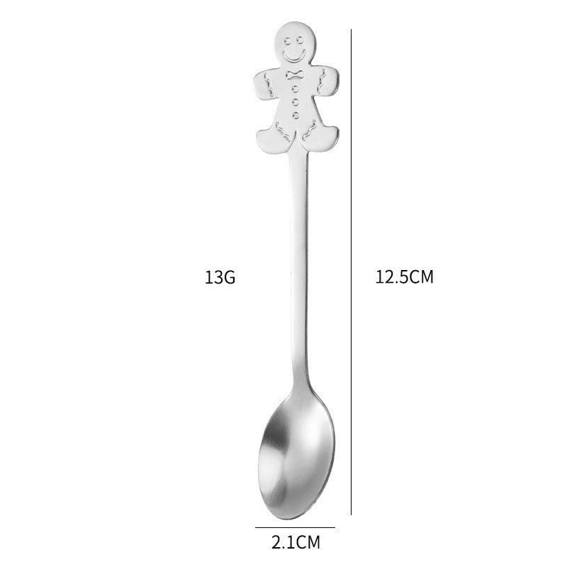 Set 4 Lingurițe Crăciun din Oțel Inoxidabil 410, Modele Festive în