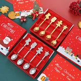 Set 4 Lingurițe Crăciun din Oțel Inoxidabil 410, Modele Festive în