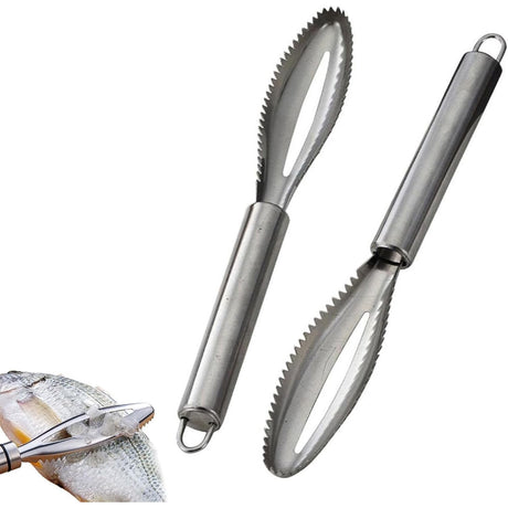 Perie de Curatare Solzi Peste, Flippy, din Otel Inoxidabil, 24 x 3 cm, Gri - vivimall.ro