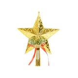 Varf decorativ de brad, Auriu, in forma de Stea, cu decoratiune Merry Christmas, din Plastic, 18.5 x 15 cm, Interior,Exterior, Vivimall