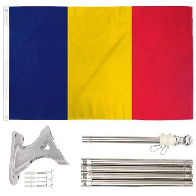 Steag Tricolor Romania, Cu Bat Pentru Fixare Pe Perete - vivimall.ro