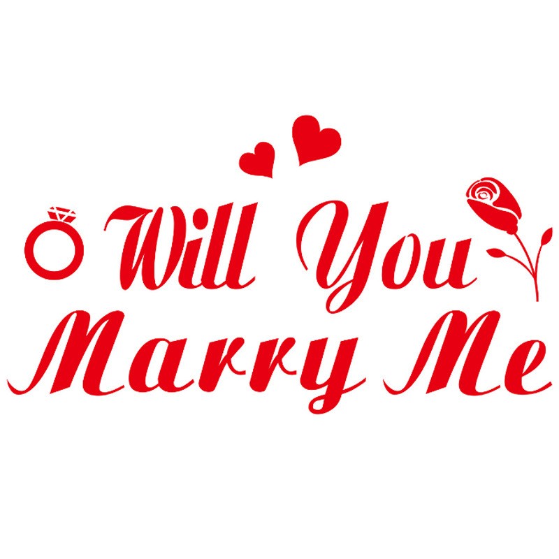 Sticker Autocolant, Vivimall, Tematica Nunta, Model Scris Will You Marry Me, 21x29 cm, Rosu - vivimall.ro