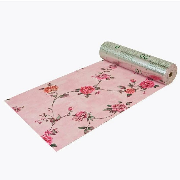 Rola Autoadeziva Pentru Perete, Din Panza, 10 M, Rezistenta La Umezeala, 2.5 Mm Grosime, Model Trandafiri, Roz - vivimall.ro